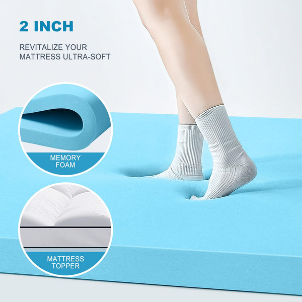 4-Inch Dual Layer Cooling Gel Memory Foam Mattress Topper