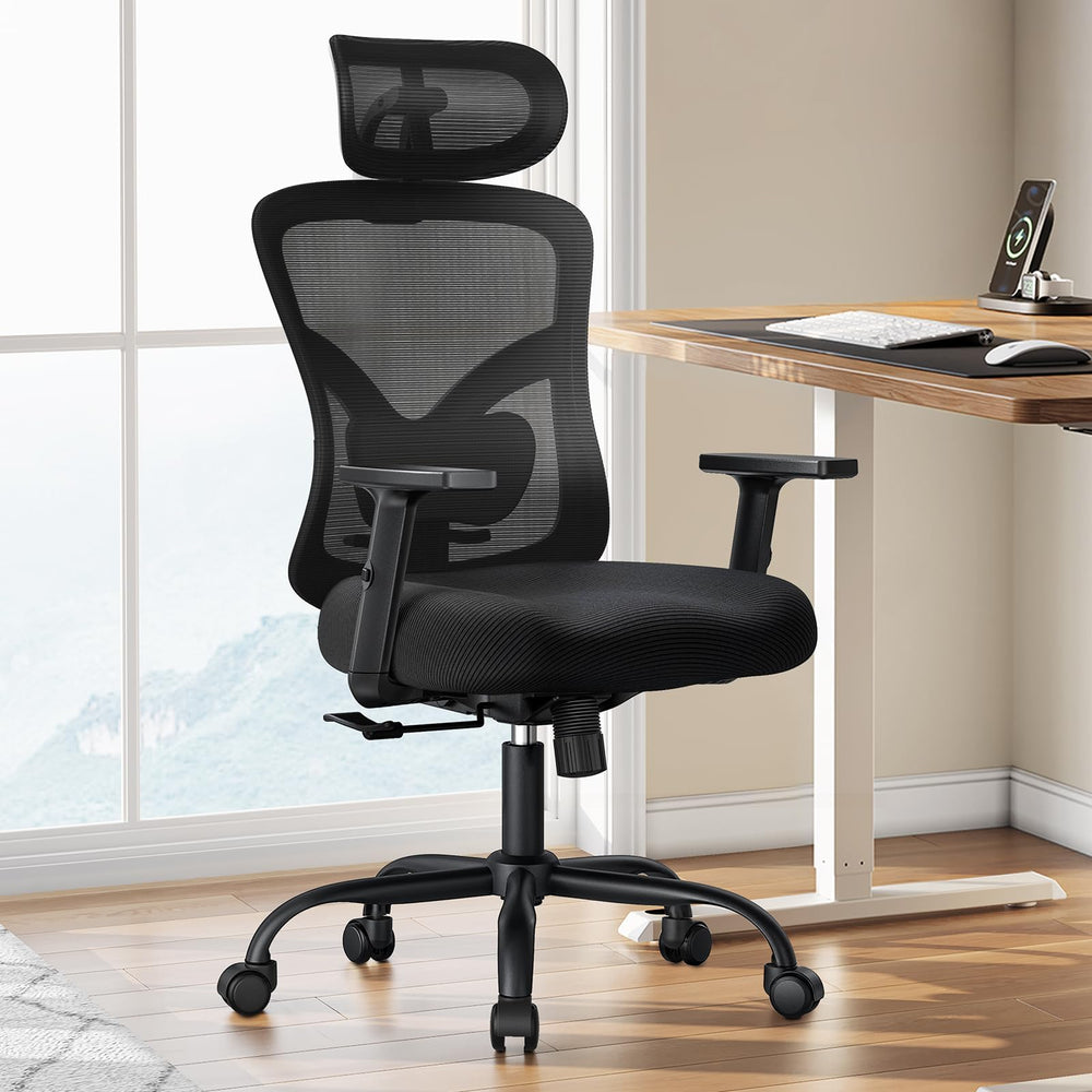 Ergonomic Office Chair with Lumbar Support & Adjustable Headrest