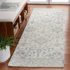 Wool Runner Rug 2'3" x 10' – Light Blue & Ivory