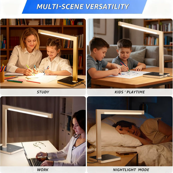 LED Desk Lamp with Charging Station & Type-C Port