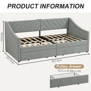 Twin Upholstered Daybed with Storage Drawers