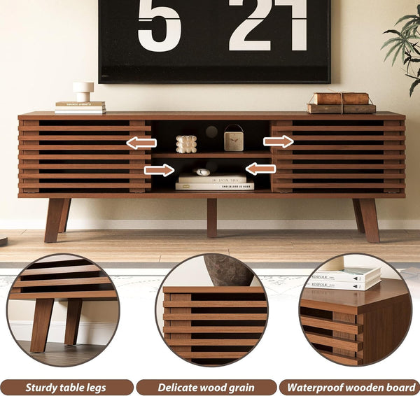 Living Room Table Set – Coffee Table, TV Stand & End Tables, Walnut