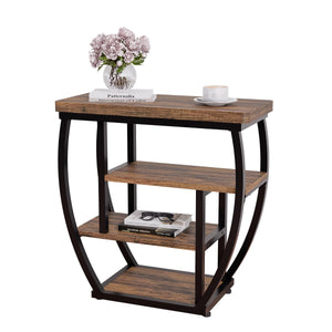 4-Tier Industrial End Table with Storage Shelves