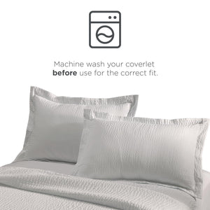 Textured Pillow Shams – Wash-Activated Ripple Texture, White