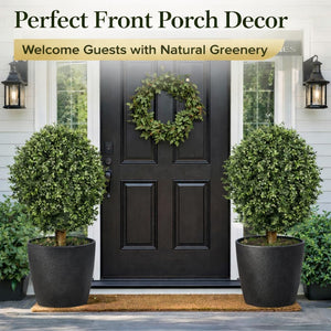 Artificial Boxwood Topiary Tree – 24" UV Resistant Faux Plant for Porch, Patio & Entryway