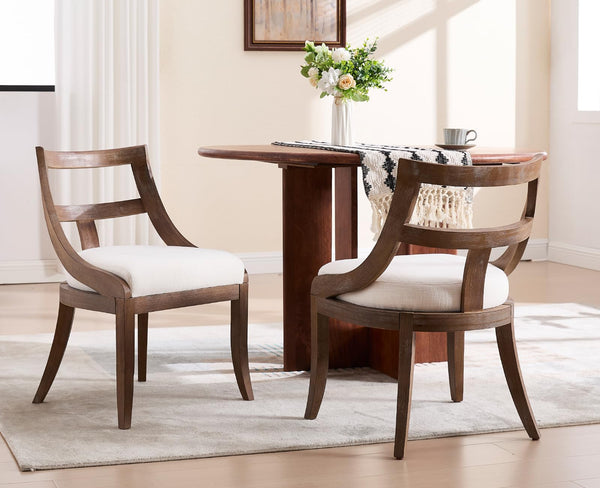 Farmhouse Dining Chairs with Curved Open Back & Padded Seat