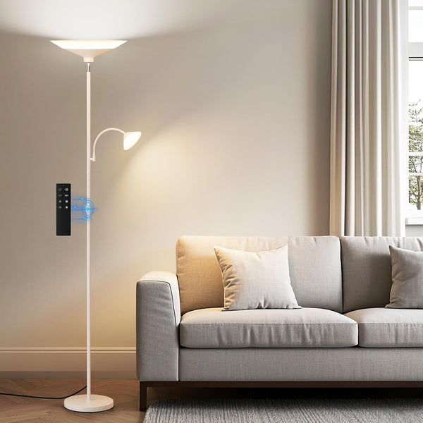 Dual-Zone LED Torchiere Floor Lamp with Remote