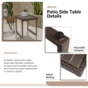 Square Wicker Outdoor Side Table Set of 2 – Rattan Patio End Tables