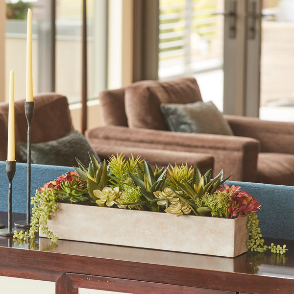 Faux Succulent Arrangement with Planter Pot