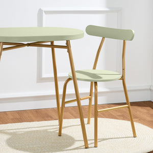 3-Piece Oval Dining Table Set with 2 Chairs, Metal Frame & Curved Backrests