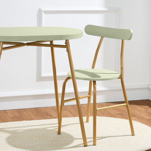 3-Piece Oval Dining Table Set with 2 Chairs, Metal Frame & Curved Backrests