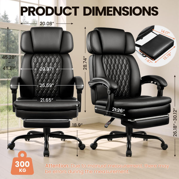 Big and Tall Office Chair 400 lbs with Footrest & Reclining