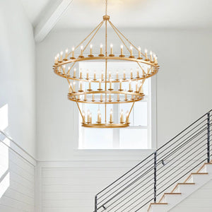 Wagon Wheel Chandelier 60-Inch Multi-Tier Metal Ceiling Light