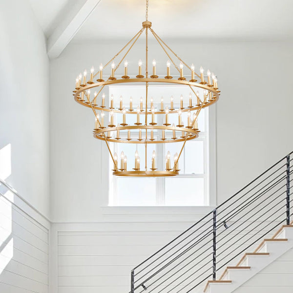 Wagon Wheel Chandelier 60-Inch Multi-Tier Metal Ceiling Light