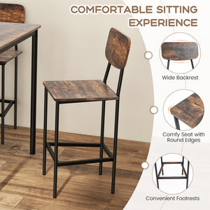 5-Piece Counter Height Dining Table Set with 4 Bar Stools