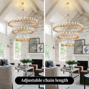 Wagon Wheel Chandelier 60-Inch Multi-Tier Metal Ceiling Light