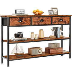 47-Inch Console Table with 3 Drawers and Storage Shelves