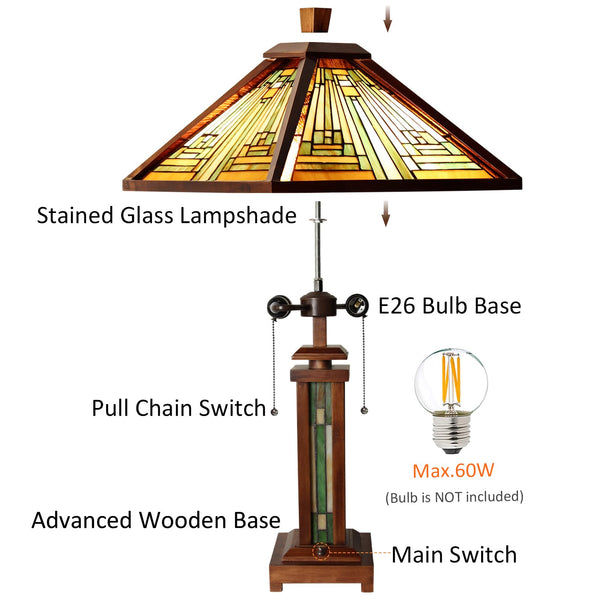 Tiffany Stained Glass Table Lamp – Amber Brown