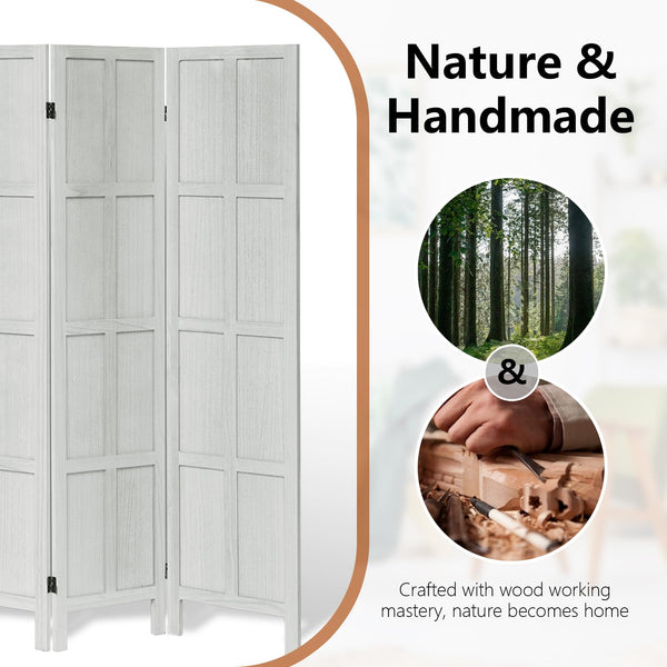 6-Panel Wood Room Divider Folding Privacy Screen