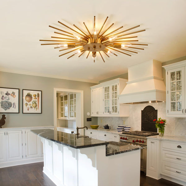 8-Light Semi Flush Mount Sputnik Ceiling Light