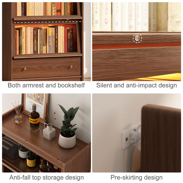 5-Tier Bookcase with LED Lights & Glass Doors