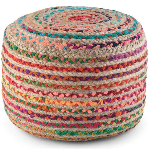 Round Braided Jute & Cotton Pouf – Set of 2
