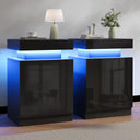 LED Nightstand with Storage Cabinet — Set of 2