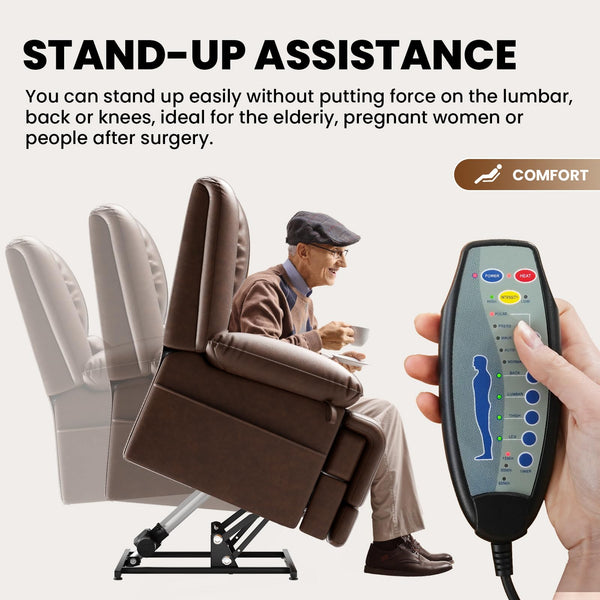 Power Lift Recliner Chair with Dual Motor, Massage & Heat