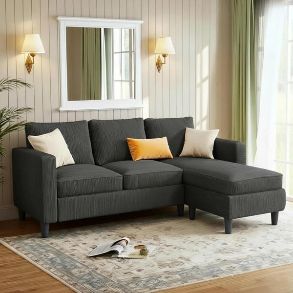 L-Shaped Sectional Sofa with Reversible Storage Ottoman