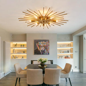 8-Light Semi Flush Mount Sputnik Ceiling Light