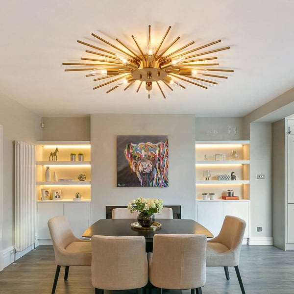 8-Light Semi Flush Mount Sputnik Ceiling Light