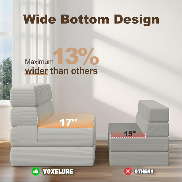Convertible Folding Sofa Bed Sleeper Chair – Corduroy Floor Couch with Pillow