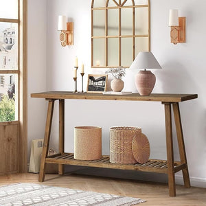 Reclaimed Wood Console Table with 2-Tier Storage