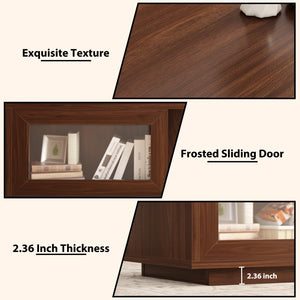 Coffee Table with Sliding Doors & Open Storage Shelf
