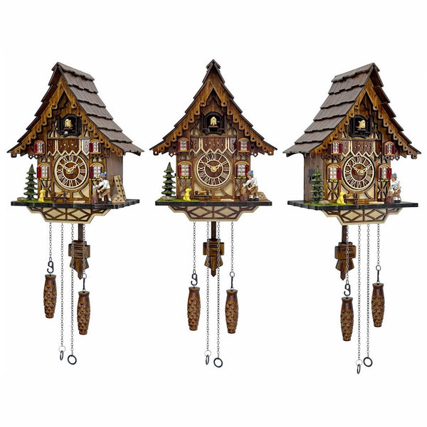 Cuckoo Clock for Wall – 12 Melodies, Night Mode, Handcrafted Wooden House