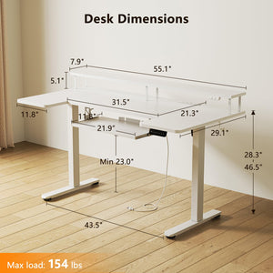 U-Shaped Electric Standing Desk with Keyboard Tray & Monitor Stand