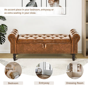 Upholstered Storage Bedroom Bench – Queen Size End of Bed Ottoman