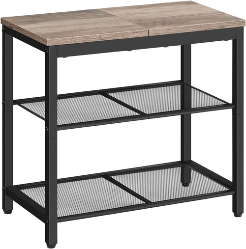 3-Tier Shoe Bench with Mesh Shelves