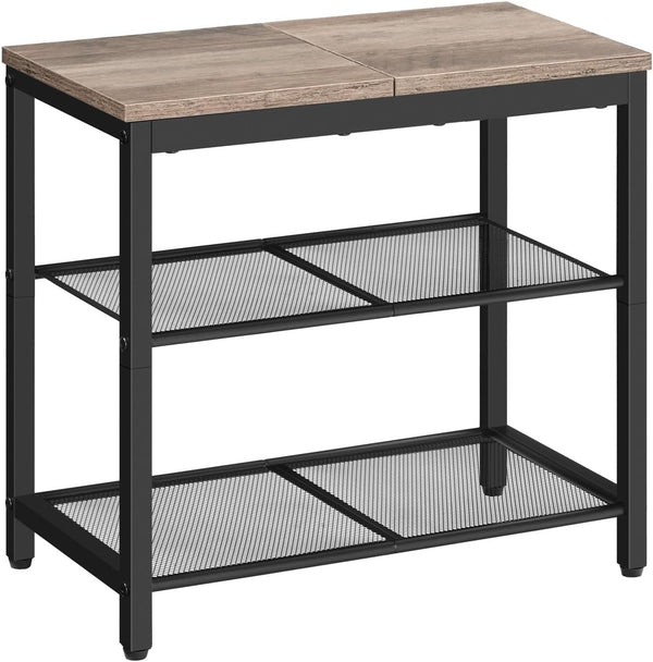 3-Tier Shoe Bench with Mesh Shelves
