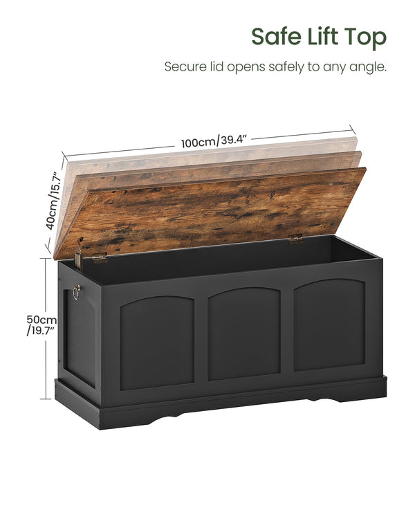 Storage Chest Bench with Lift Lid and Safety Hinge