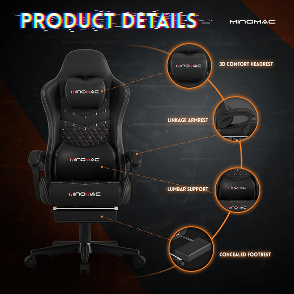 Big & Tall Ergonomic Gaming Chair with Footrest