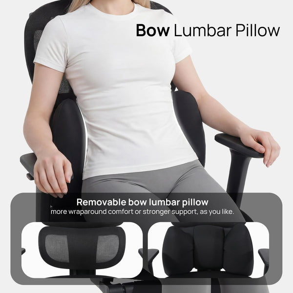 Ergonomic High Back Office Chair with Fixed Lumbar Support & Detachable Pillow
