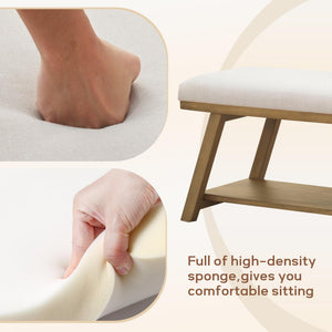45" Upholstered Storage Bench with Shoe Rack