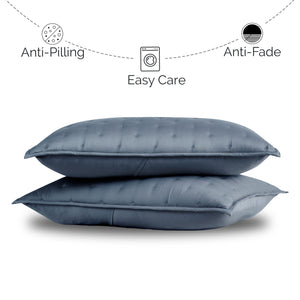 Queen Pillow Shams Set of 2 – 300 Thread Count Bamboo Rayon, Steel Blue