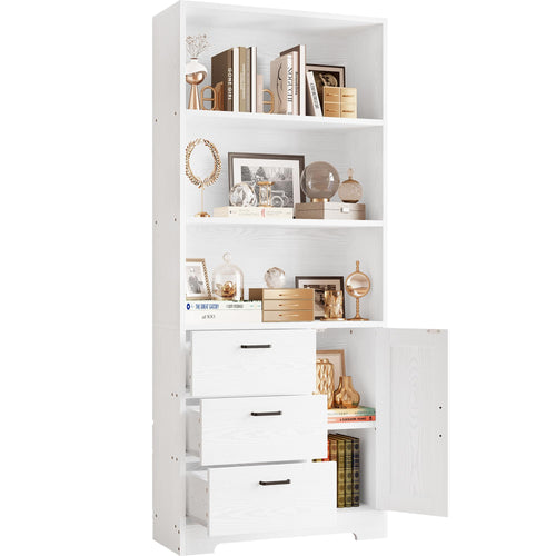 71-Inch Tall Bookcase with Cabinet and 3 Drawers