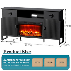 Fireplace TV Stand with Power Outlet & Storage Drawers