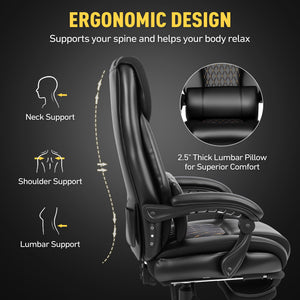 Massage Office Chair with Heat & Footrest
