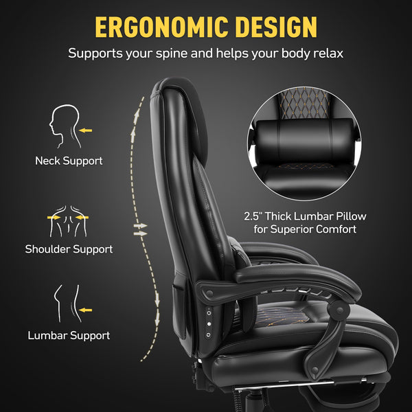 Massage Office Chair with Heat & Footrest