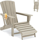 Folding Adirondack Chair with Retractable Ottoman & Cup Holder