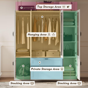 6-Door Wardrobe Armoire with Frosted Glass